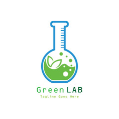 Green Lab Logo Design Concept Vector. Creative Lab with leaf Logo Template