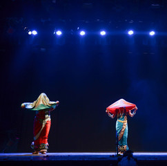Dancers doing the Mujra in the popular Maharashtrian Folk dance form called Lavani