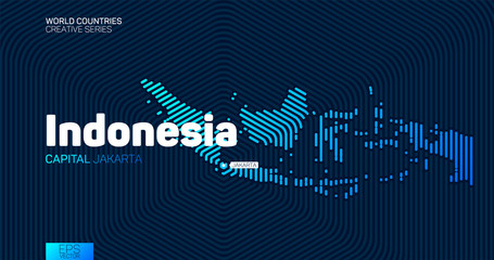 Abstract map of Indonesia with hexagon lines