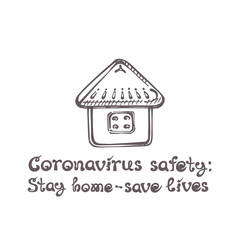 Stay home concept with handwritten text isolated on white background