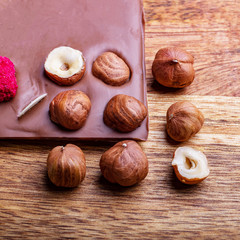 milk chocolate with hazelnut and rose petals
