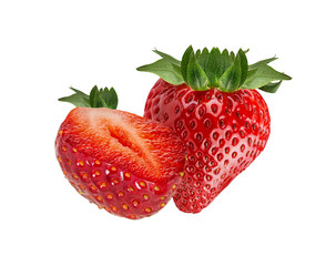 Fresh strawberry isolated on white background with clipping path