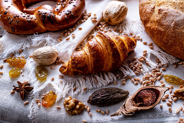 delicious beautiful pastries bread pretzels bagels bagels rolls with filling beautifully served