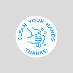 White icon Clean your hands, thanks. Free covid-19
