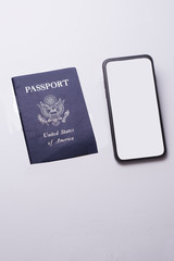 Mobile phone and passport for international travel