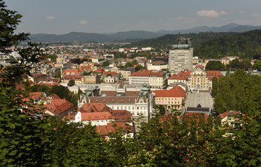 Fototapeta na wymiar Ljubljana cityscape. City of Ljubljana, Slovenia.