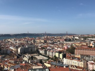 Fototapeta na wymiar Cityscape of Lisbon Portugal on a nice clear day