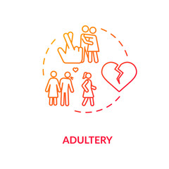 Adultery concept icon. Cheating idea thin line illustration. Boyfriend and girlfriend betrayal. Wife and husband divorce reason. Vector isolated outline RGB color drawing