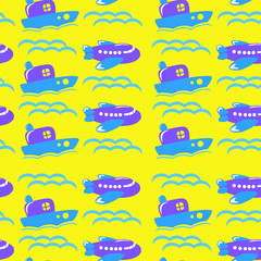Ships and planes - for children seamless pattern background
