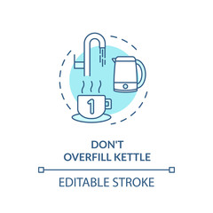 Not overfill kettle turquoise concept icon. Efficient electricity usage. Kitchenware safety. Resource saving idea thin line illustration. Vector isolated outline RGB color drawing. Editable stroke