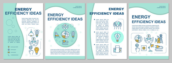 Energy saving ideas brochure template. Electricity waste reduction. Flyer, booklet, leaflet print, cover design with linear icons. Vector layouts for magazines, annual reports, advertising posters