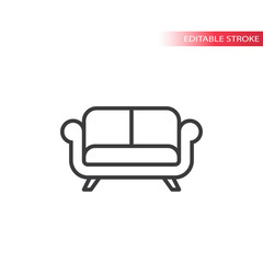 Sofa or couch thin line vector icon. Editable stroke.
