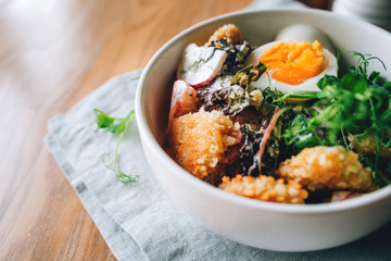 Fresh vegetarian salad with falafel.