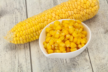 Young corn seeds in the bowl