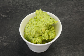 Avocado guacamole sauce with chili pepper