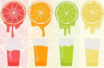 squeeze juice into glasses of juicy citrus