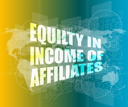 equilty in income of affiliates words on digital screen
