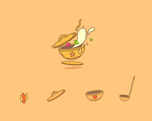 A Yellow Saucepan With a Small Star Which Contains Ebullient Food
