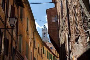 Fototapeta premium Torre del Mangia w Sienie - Toskania, Włochy