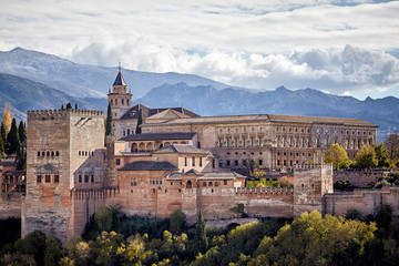 Fototapeta na wymiar A view of Alhambra Palace in Granada, Spain