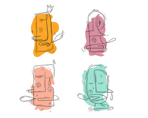 abstract vectoral colourful character faces