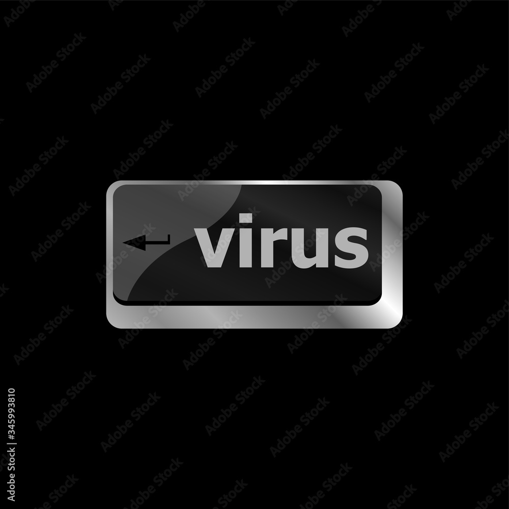 Poster virus button on computer keyboard - it concept