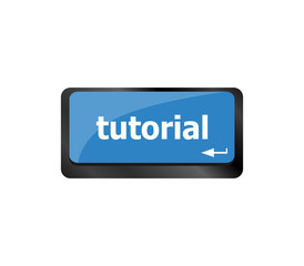 tutorial or e learning concept with key on computer keyboard