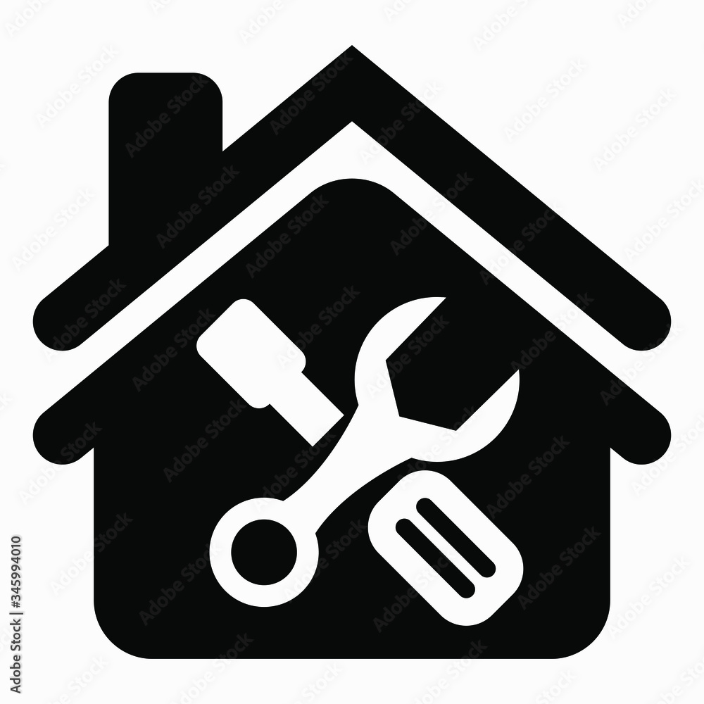 Aufkleber icon house and setting. installing a smart home. commercial line vector icon for websites and mobile