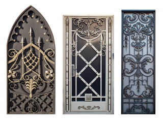 set of forged gates with a lot of details,image on a white background isolated