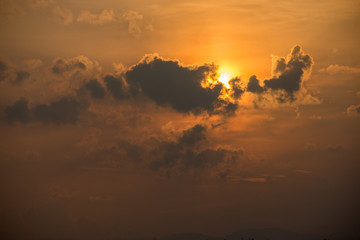 stunning golden sunset scenery with dramatic clouds