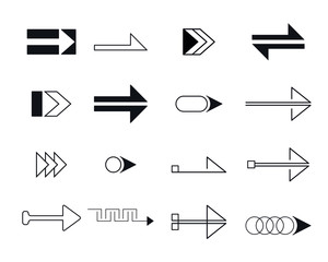 a set of different kinds of arrows which can be used as logos for companies
