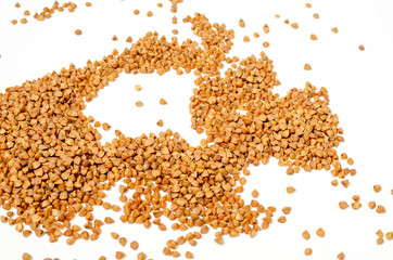 Buckwheat bunch isolated on white background.