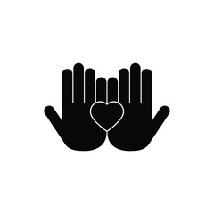 Hand with heart  icon vector logo
