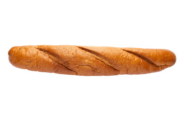 Fresh bread isolated on white background.  Baguette. Bread viewed from above