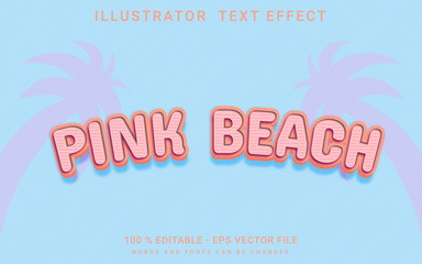 Fototapeta na wymiar text effect editable pink beach premium vector