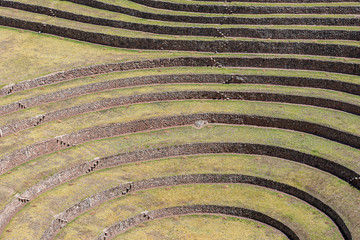 Naklejka premium Mysterious constructions in Moray, the peruvian Andes