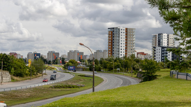 Tallinn / Estonia - September 03 2019. Laagna Tee Express Way near Pae Park.