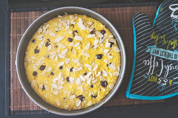 Milchreis Auflauf mit Kirschen, Dessert, Nachtisch oder Mittagessen, Produktbild