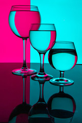 A glass of water, distortion and refraction of light. Modern line art banner with distortion on a light background for screen wallpaper design.Futuristic background Background pattern Modern abstract