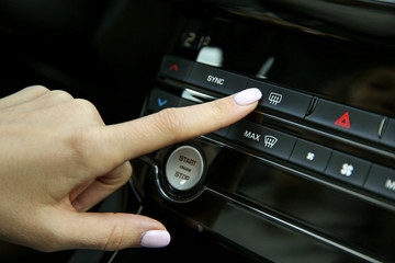 button of heating of mirrors and rear window of the car