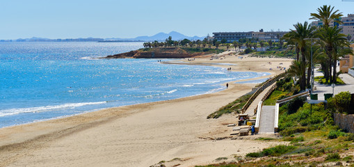 Obraz premium Panoramic image Mil Palmeras Costa Blanca beach. Spain