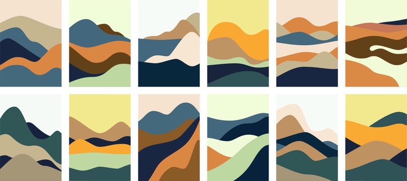 vector illustration of a landscape the mountains set flat © Izotov Design