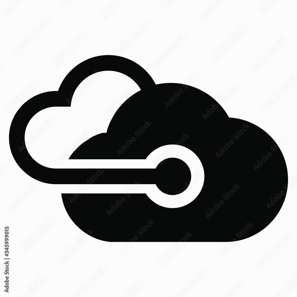 Poster cloud storage icon. upload to server. remote access. information on the remote computer. repository 