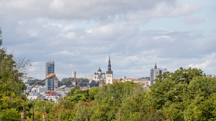 Obraz premium Tallinn / Estonia - September 03 2019. View on the Skyline of Tallinn. 