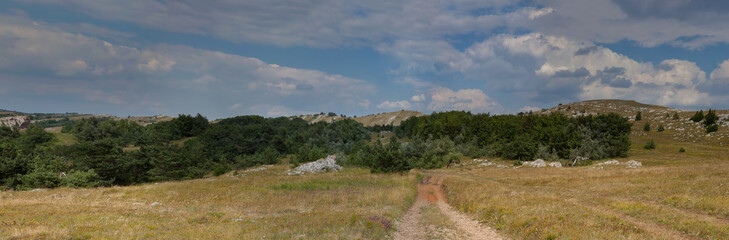 Summer landscape on the plateau of Northern Demerdji, Crimea