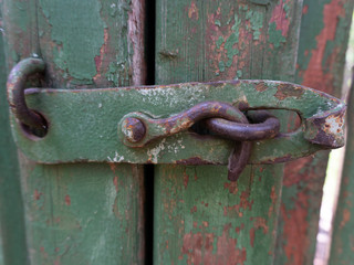 old rusty lock on the door
