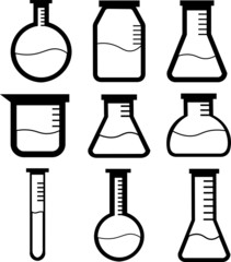 A set of icons for laboratory equipment. Vector linear icons.