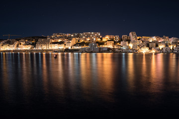 Obraz premium Night photo of Saint Paul's Bay Xemxija Malta 