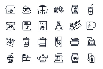 set Coffee icon template for graphic and web design collection. Coffee pack symbol logo vector illustration