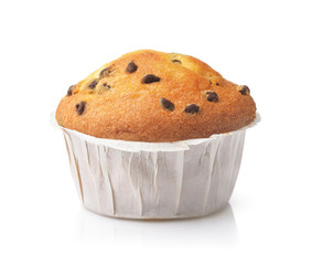 Front view of chocolate chip muffin